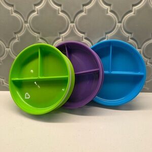 Munchkin Green Purple Blue Divided Snack Plates